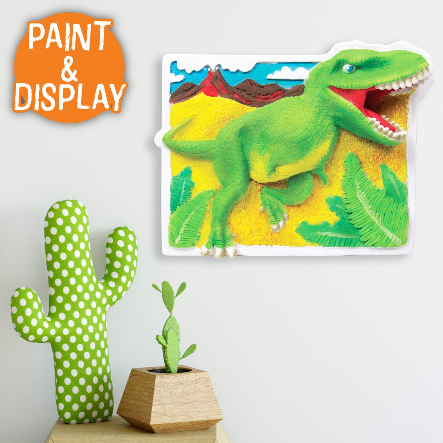 Made By Me Dino Wall Art, 3D Wall Hanging, Resin, T-Rex, Dinosaur, Acrylic Paint by Horizon Group USA