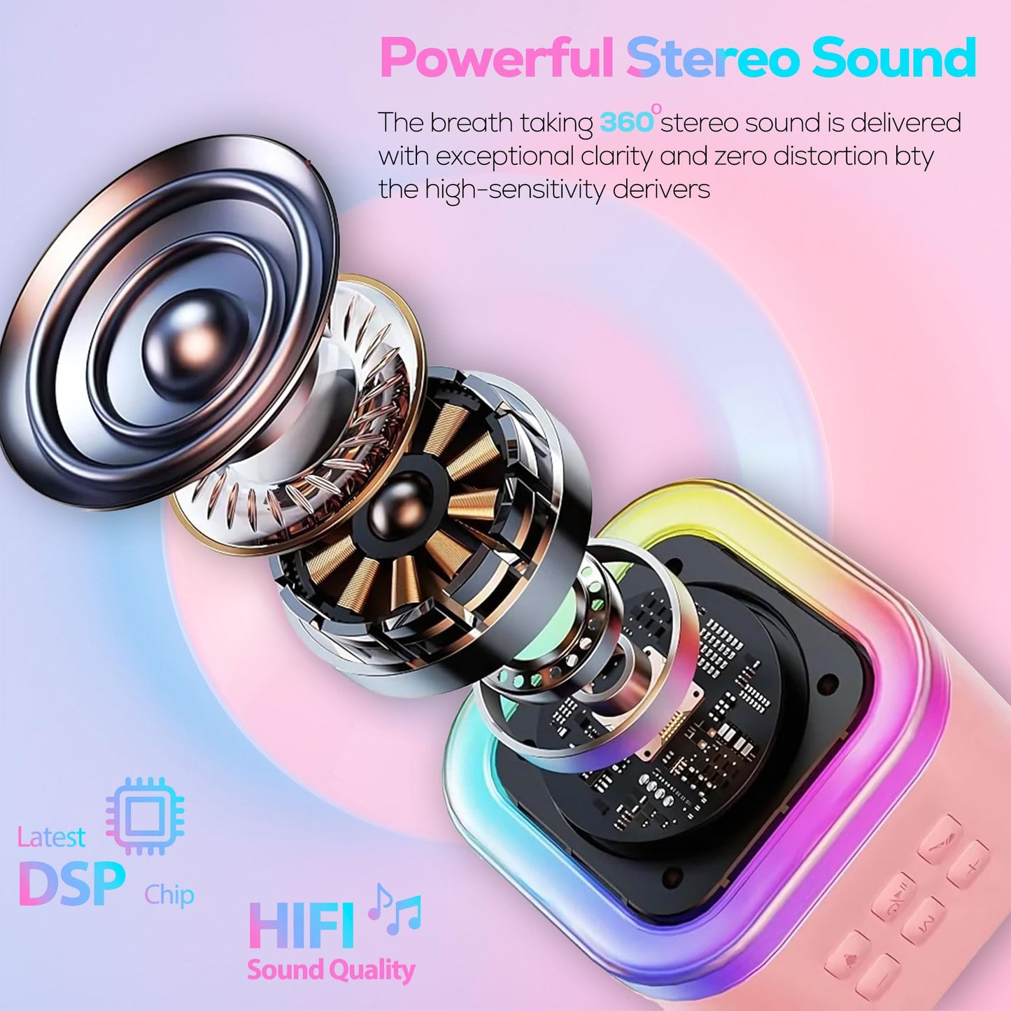 Mini Karaoke Machine KTV Machine for Kids Mini Karaoke Machine with 2 Wireless Microphones,Karaoke Machine for Kids High Sound Quality Kids Karaoke