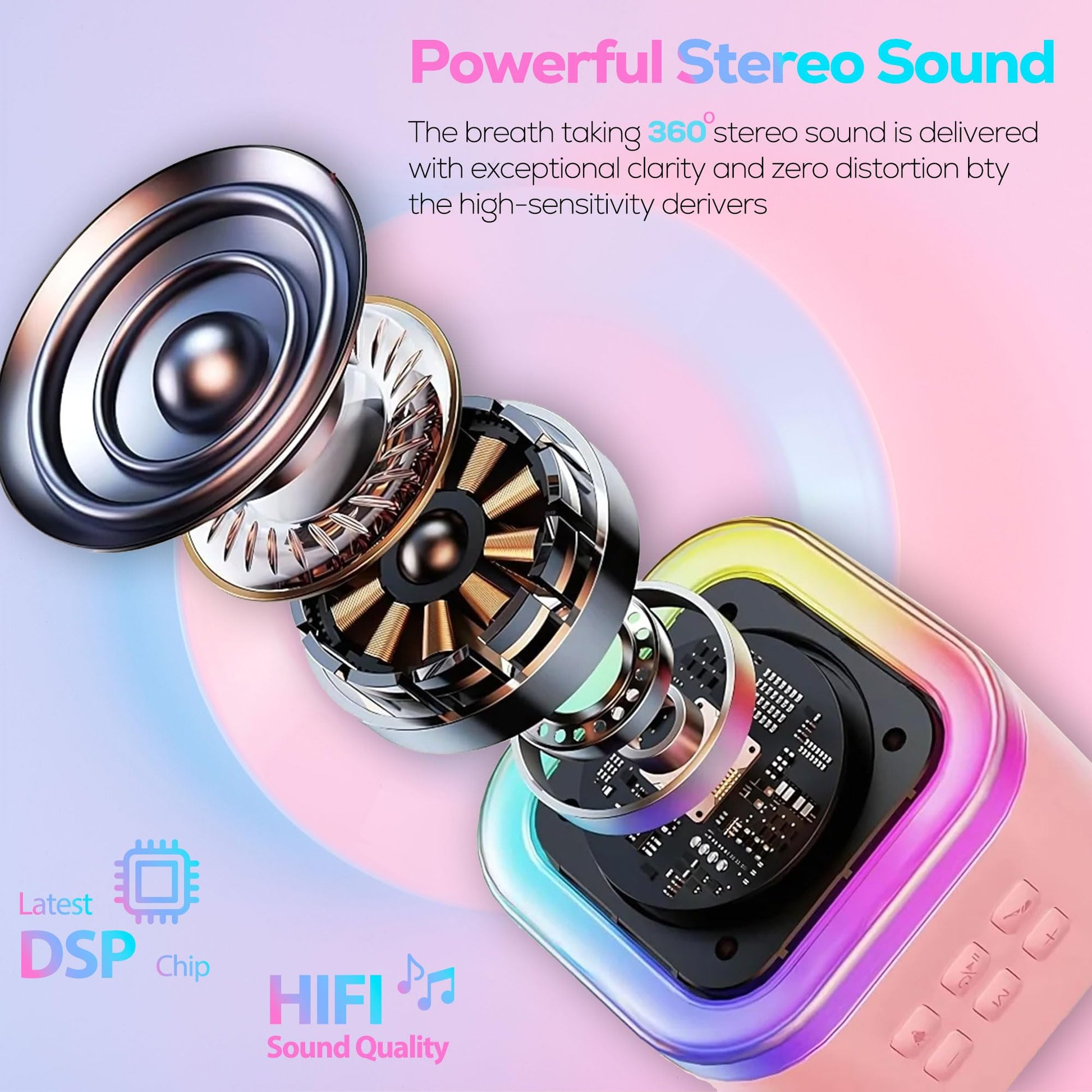 Mini Karaoke Machine KTV Machine for Kids Mini Karaoke Machine with 2 Wireless Microphones,Karaoke Machine for Kids High Sound Quality Kids Karaoke
