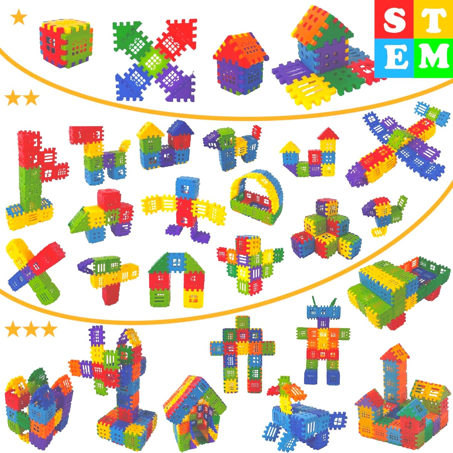 KUTOI Building Blocks - 100-piece Kids Builders Blocks Set with Storage Bag - Interlocking Building Blocks for Toddlers and Kids - Fun and Educational