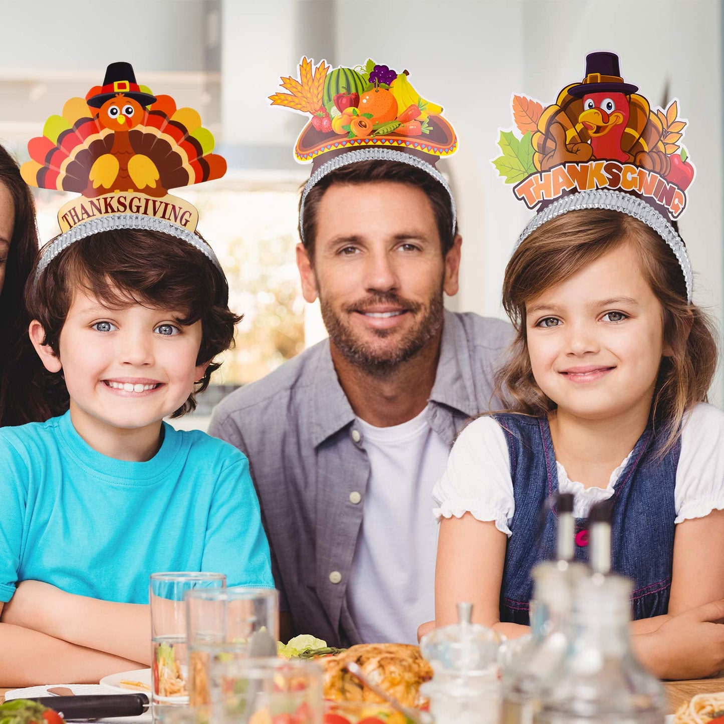 ASTARON 12 Pieces Thanksgiving Headbands for Thanksgiving Decorations, Thanksgiving Turkey Headbands for Thanksgiving Dinner Decor Thanksgiving Party