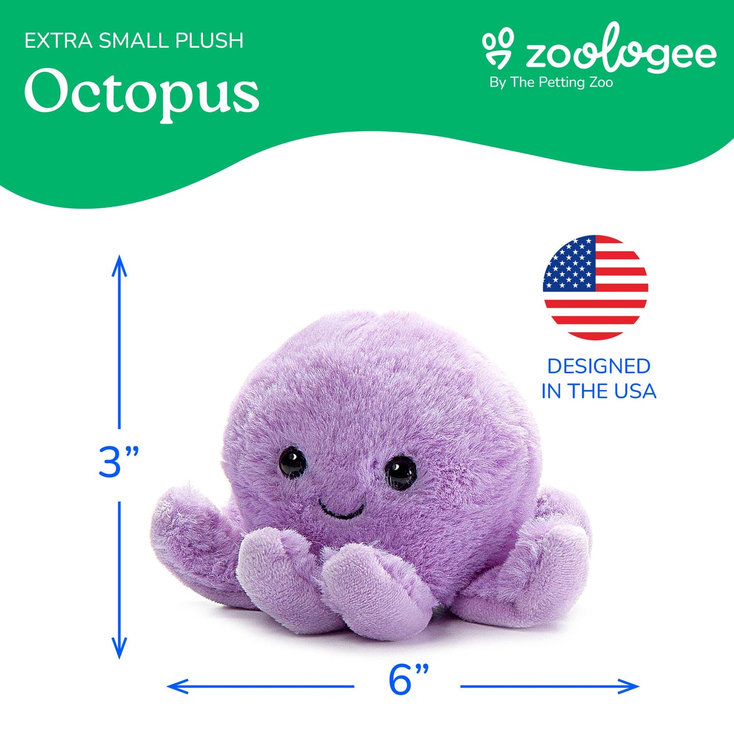 The Petting Zoo Purple Octopus Stuffed Animal Plushie, Gifts for Kids, Nuggetz Sealife Animals, Octopus Plush Toy, 6 inches