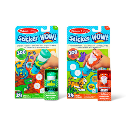 Melissa & Doug Sticker Wow!™ Dinosaur and Tiger Bundle: 2 24-Page Activity Pads, 2 Sticker Stampers, 600 Stickers, Arts and Crafts Fidget Toy