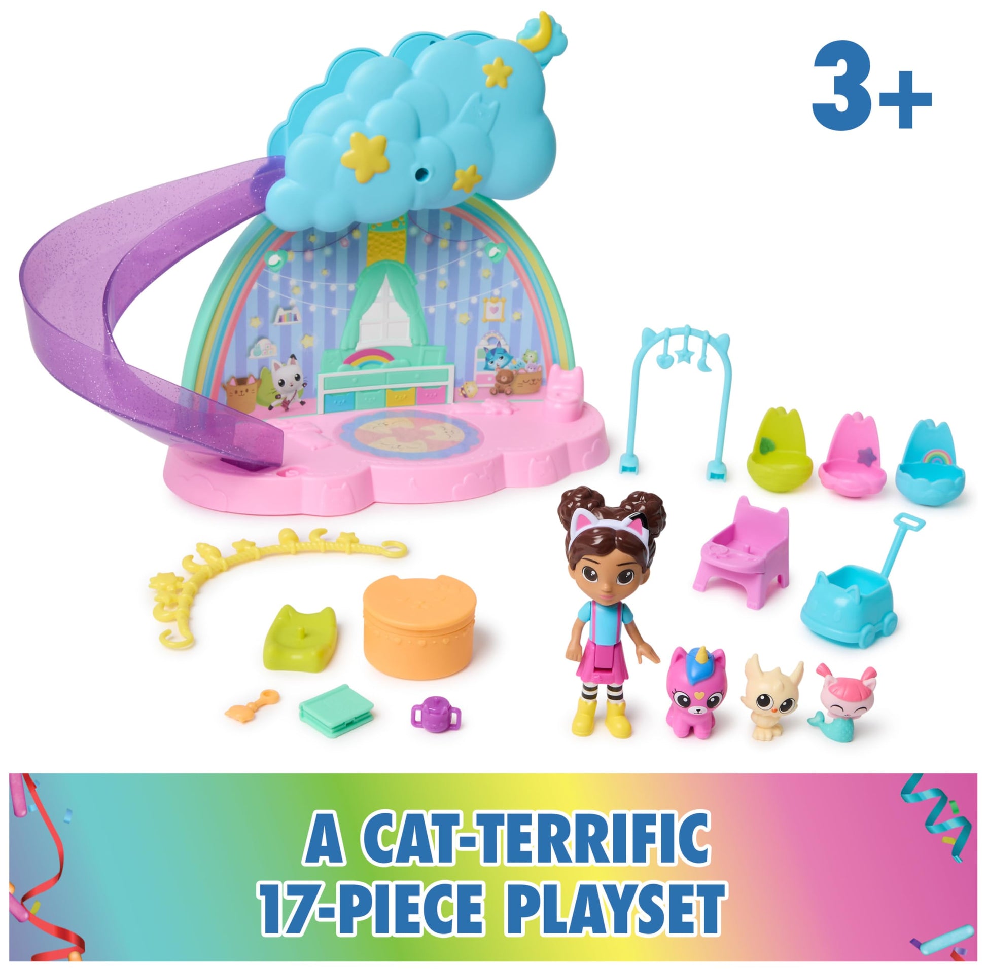 Gabby's Dollhouse Kitty Care Ear Purrfect Playroom Playset Set
