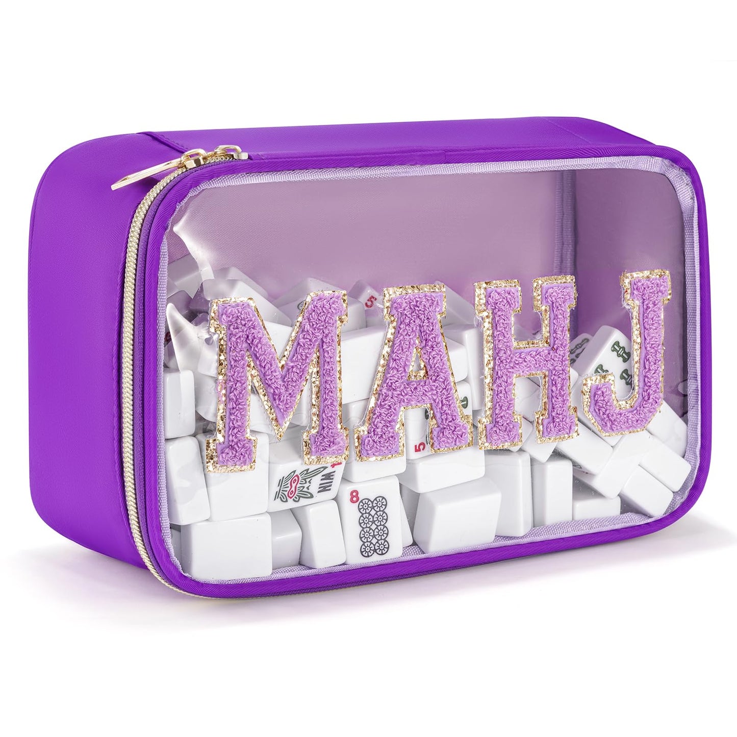 Mahjong Tiles Bag,Empty Thickened American Mahjong Bag with Zipper Suitable for 1.2"(30mm) Standard Size Waterproof Mahjong Storage Case Accessories