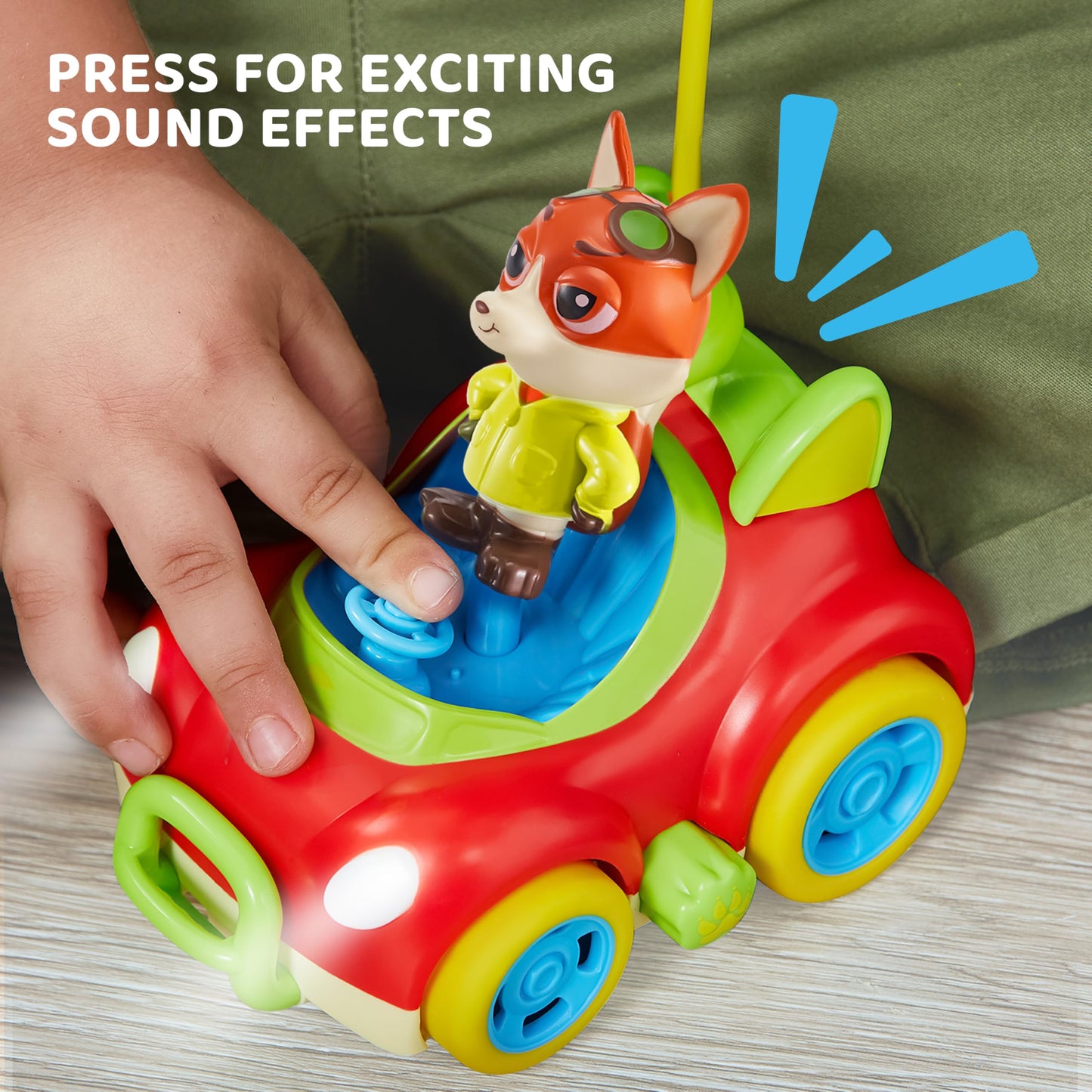 lalalark JOVA 2 Pack Remote Control Car for Toddlers, RC Cars with Cartoon Figure, Kids Toy Bumper Cars with LED Lights and Sounds, Light Up Car