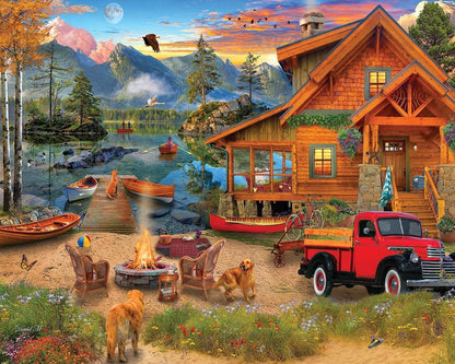 White Mountain 1000 Piece Jigsaw Puzzle Scene Summer Cabin, Lake Retreat