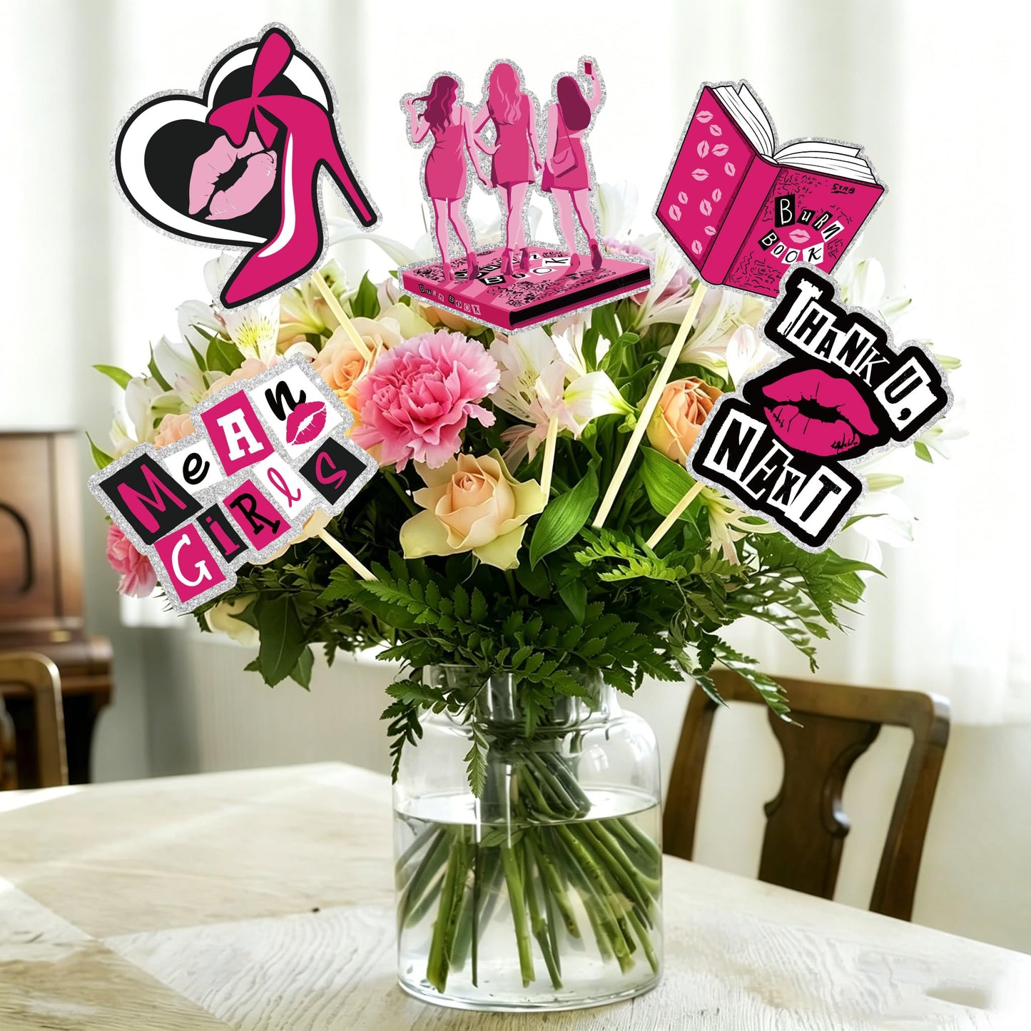 12Pcs Mean Table Centerpieces Sticks Burn Book Theme Girls Party Supplies for Table Centerpieces