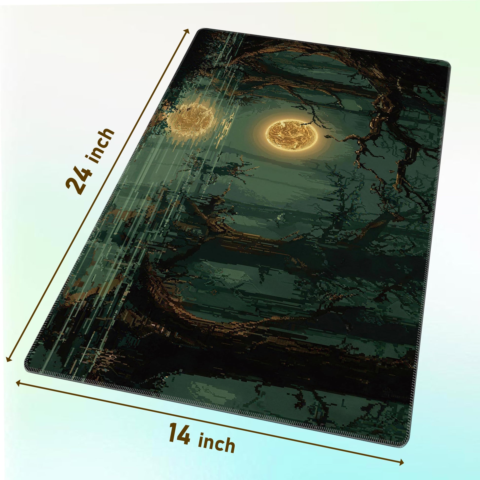 Auralvia Ultimate TCG Battle Set: 24"x14" Stitched Fantasy Playmat, 16 Dice & Carry Bag - Non-Slip 2mm Rubber Card Game Mat for Trading Card Games