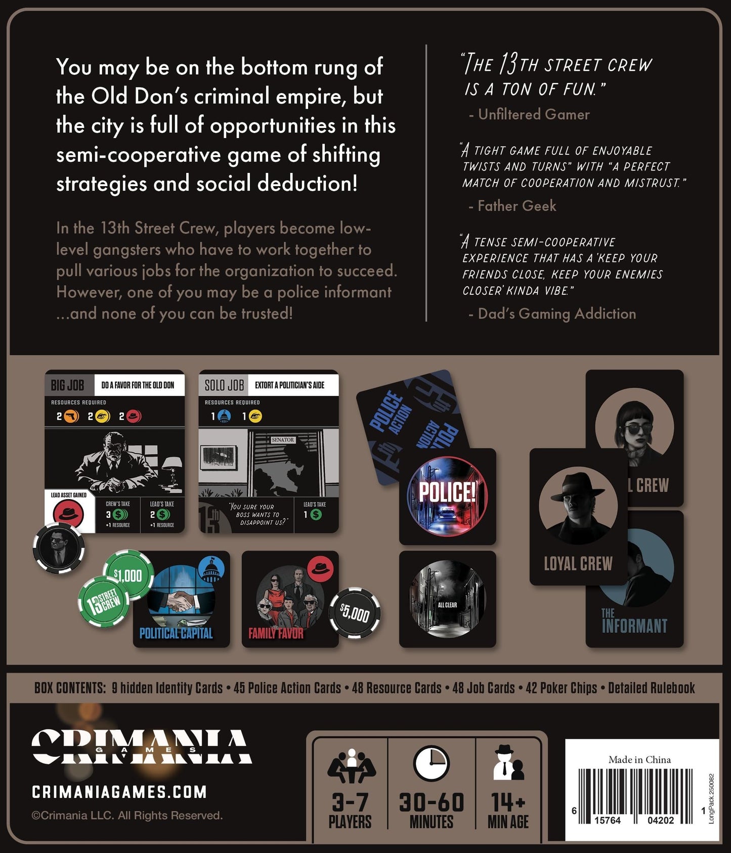13TH STREET CREW | Bluffing, Strategy, Secret Identities | Get The Gang Together To Play This Semi Cooperative Board Game for Family Game Night |