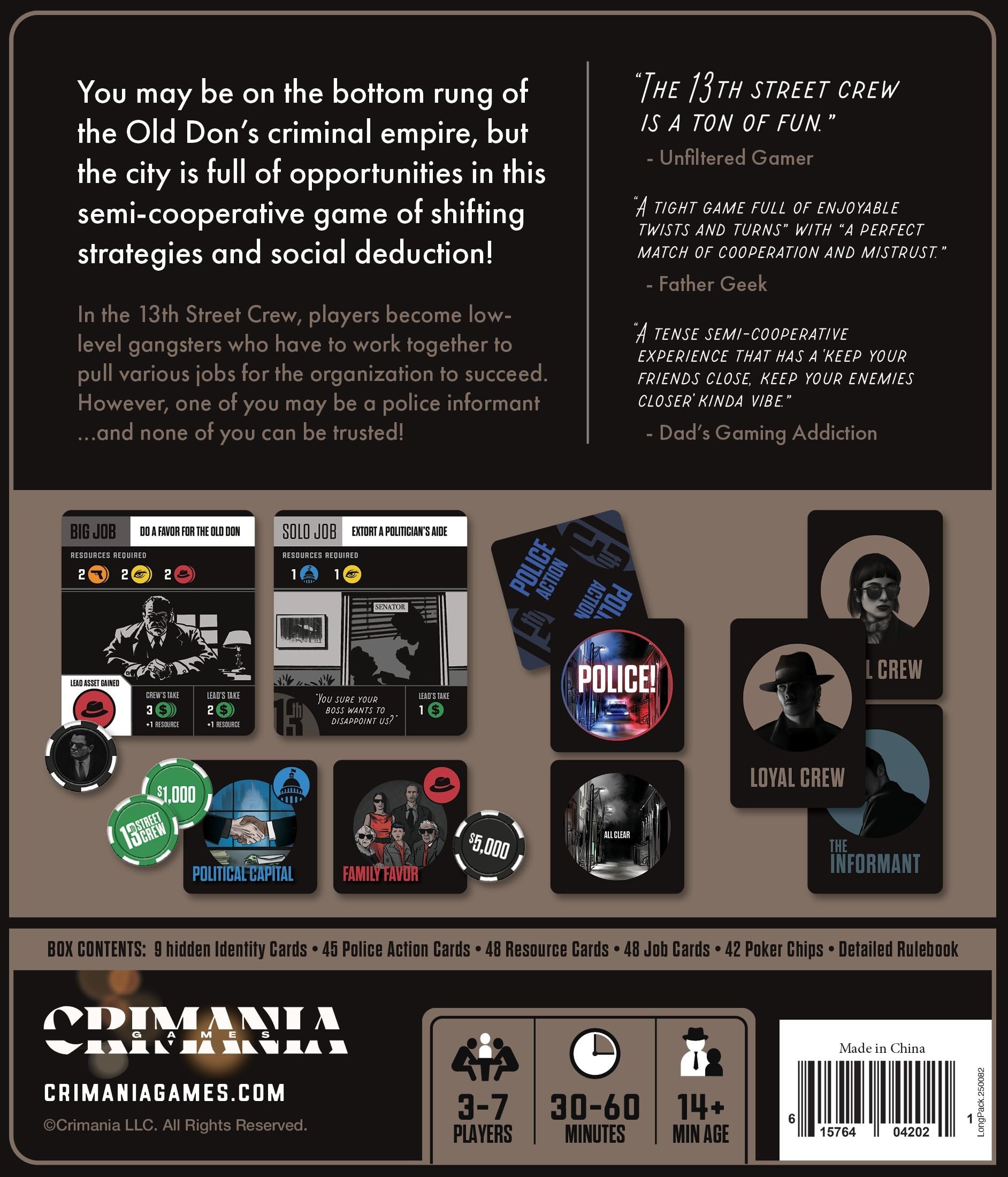 13TH STREET CREW | Bluffing, Strategy, Secret Identities | Get The Gang Together To Play This Semi Cooperative Board Game for Family Game Night |