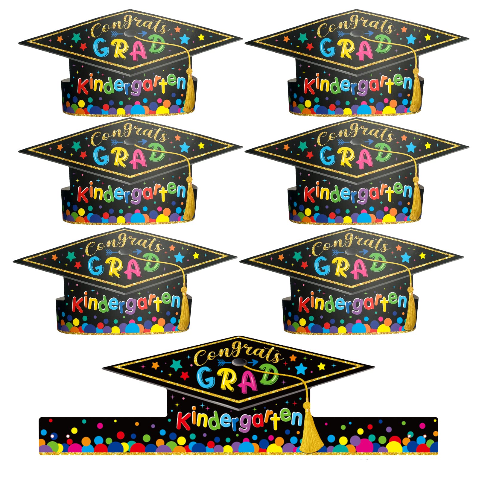 30 Pcs Preschool Paper Graduation Crown for Kids Colorful Adjustable Paper