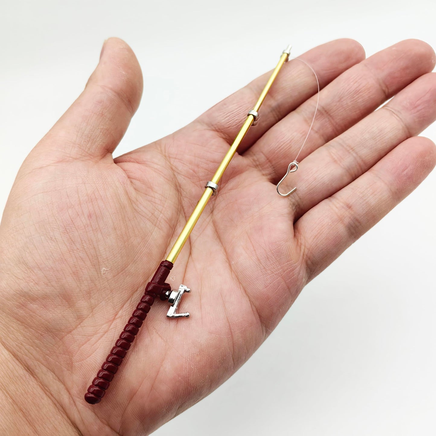 SXFSE Dollhouse Decoration Accessories, 1:12 Dollhouse Miniature Scene Model Fishing Rod Pretend Play Toy (Red, 6.1 inch)