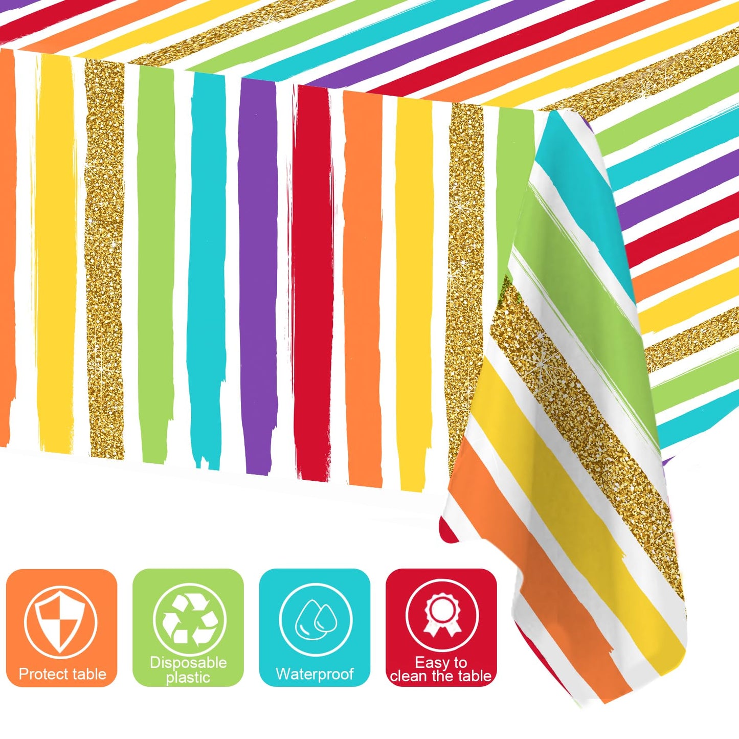 Rainbow Party Supplies, Happy Birthday Decorations for Girls & Boys -169pcs Rainbow Party Tableware Set Include 9" and 7" Party Plates and Napkins