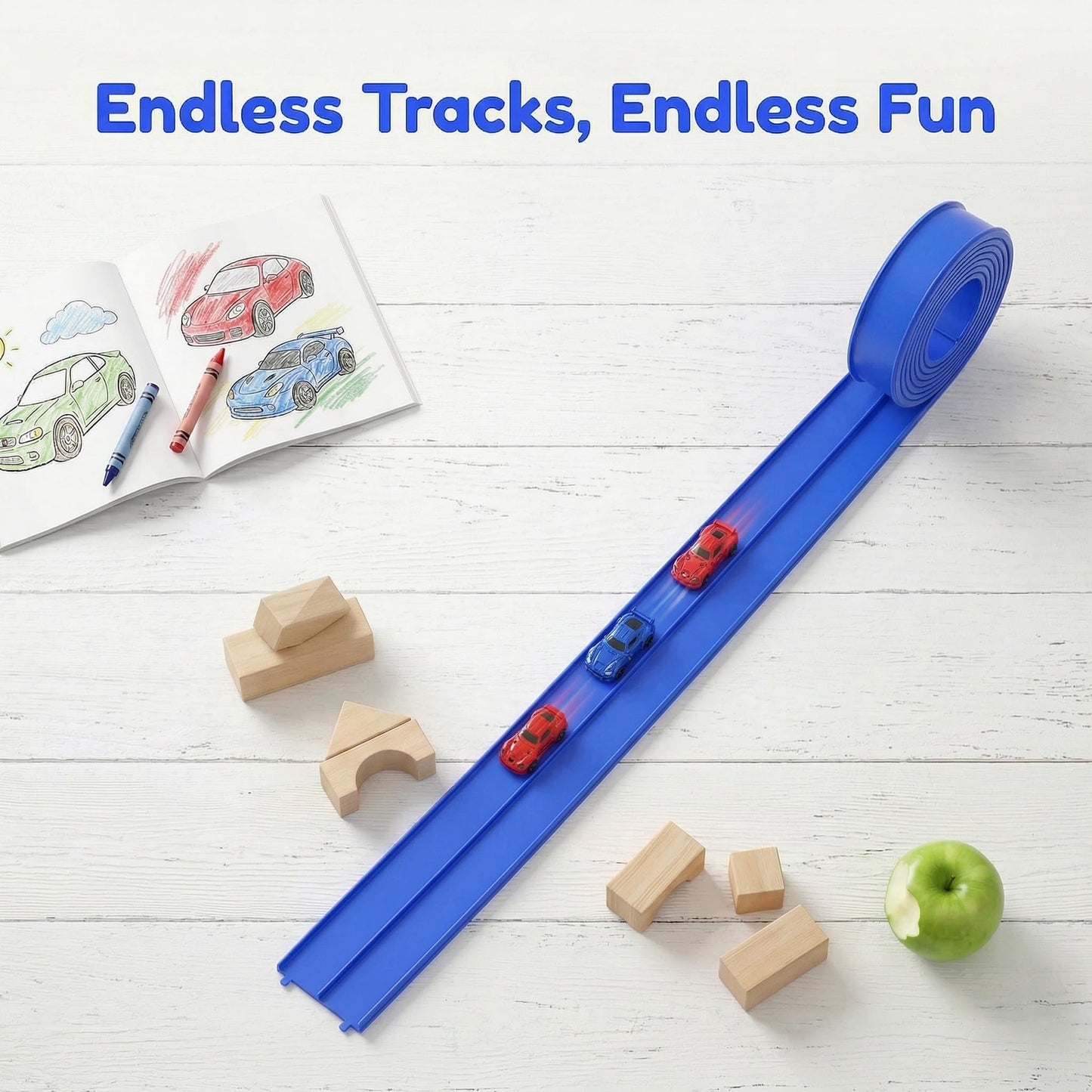 16.5 Ft Flexible Race Track for Kids, Race Car Ramp Track with Suction Cups