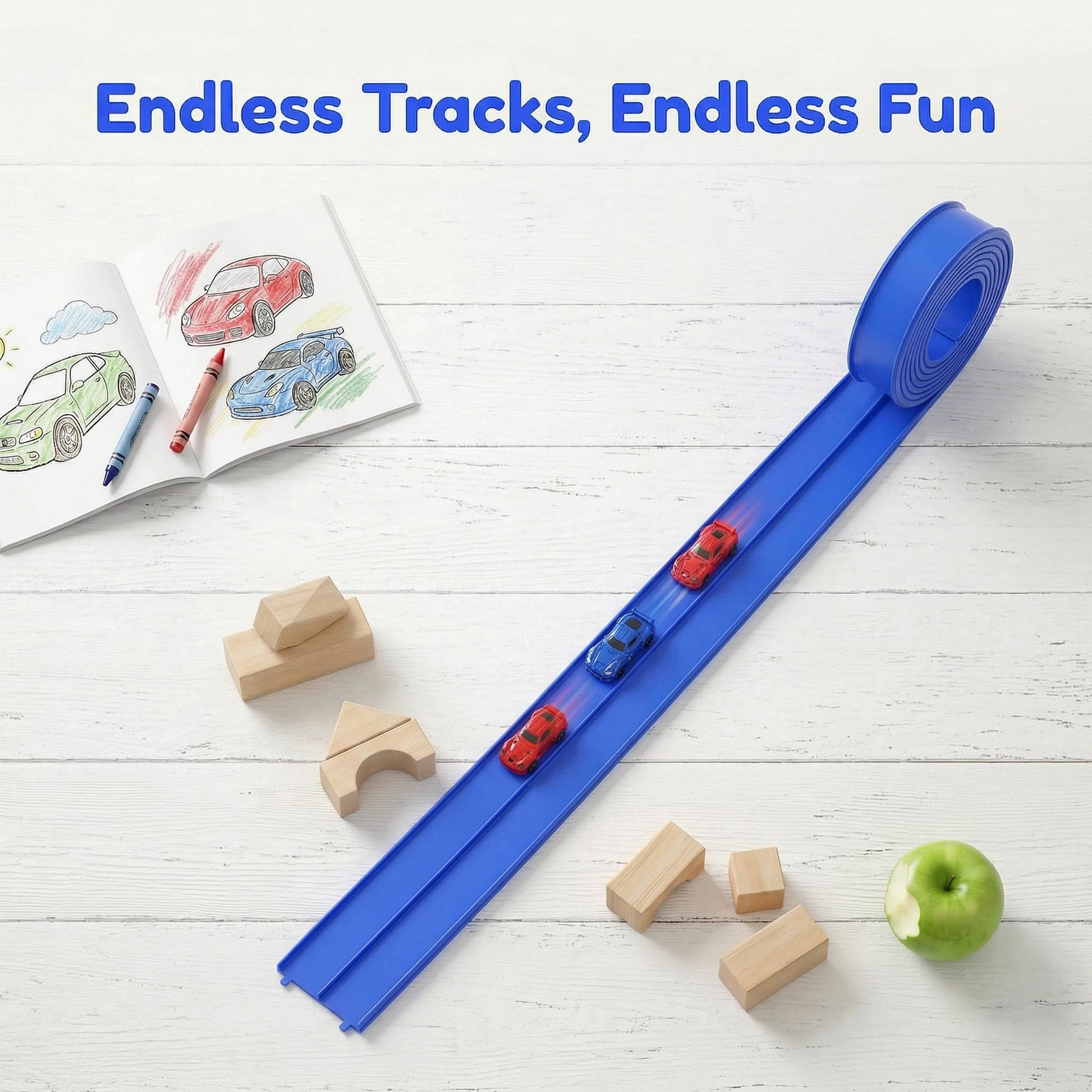 16.5 Ft Flexible Race Track for Kids, Race Car Ramp Track with Suction Cups
