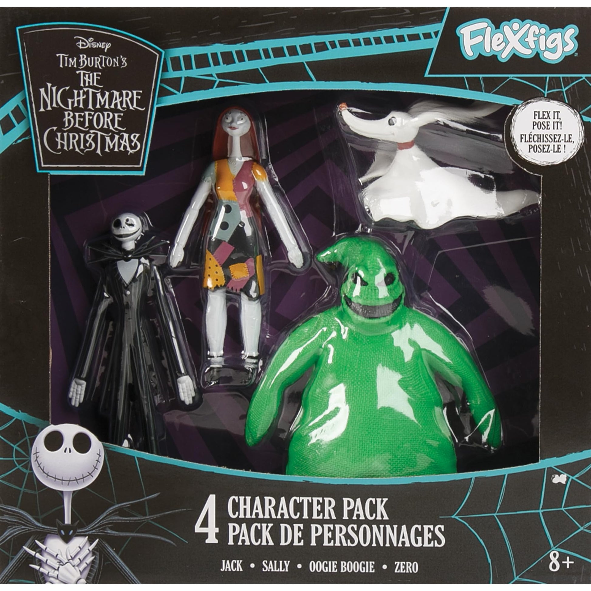 FleXfigs: Nightmare Before Christmas - 4 Character Pack - Articulated Action Figures, Flex It - Pose It!, Collectible Toy Miniatures, Kids Ages 3+