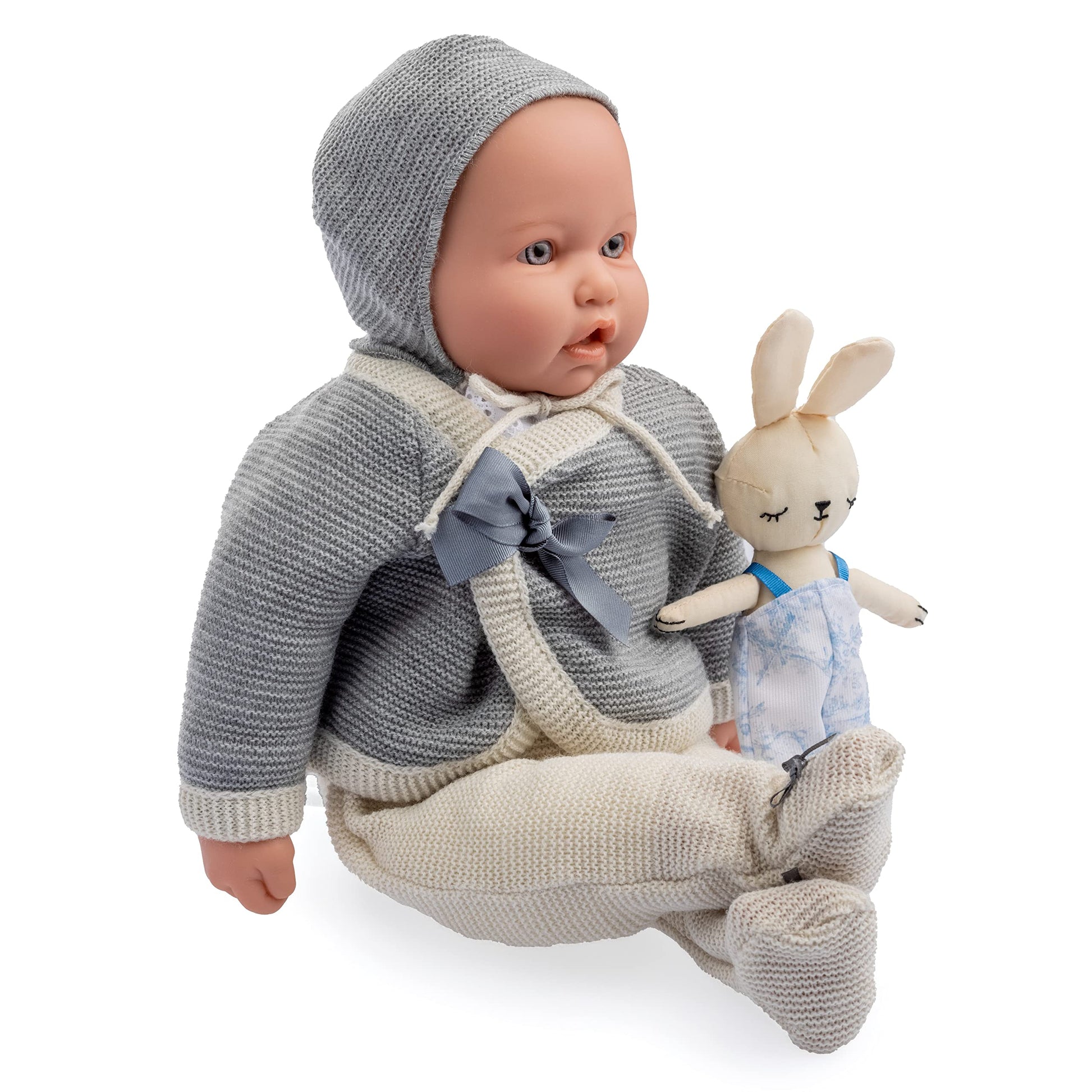 JC Toys La Baby Original Gray Collection Gift Set | 17" Soft Weighted Body | Made in Spain | Just Like a Real Baby | Blue Eyes | Reborn Berenguer