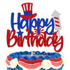 Levvcirki Independence Day Cake Topper Happy Birthday Cake Decoration for Boys Girls Red and Blue Glitter USA Patriotic Cake Decorations for Happy 4th