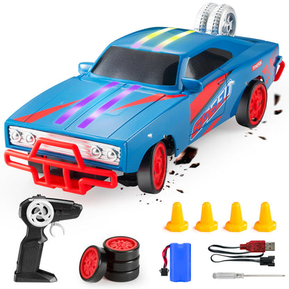 SYNCFUN RC Drift Car 2.4GHz 1:16 Scale 11.5KM/H High Speed Remote Control Race Car with LED Light, USB Rechargeable Battery Included, Gift for Boys