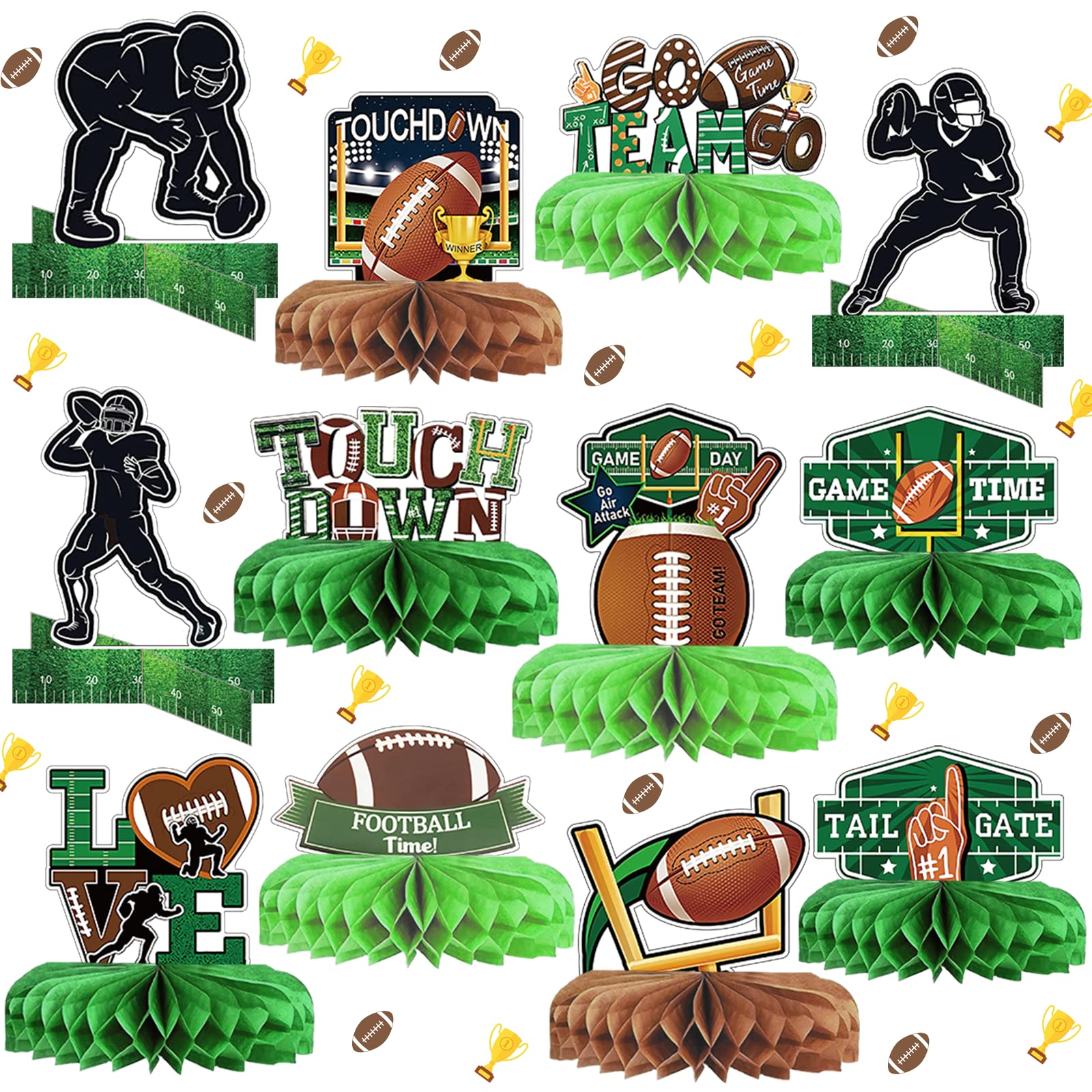 MZ.ogm 12PCS Football Party Decorations: Football Table Centerpiece Ball Honeycomb Centerpieces Table Toppers Sports Party Decor Sport Birthday