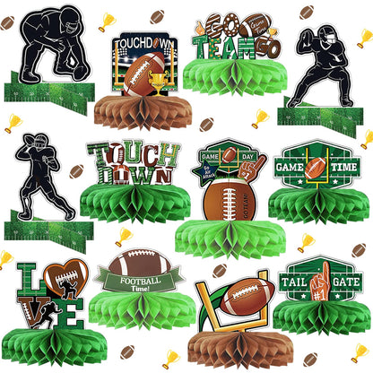 MZ.ogm 12PCS Football Party Decorations: Football Table Centerpiece Ball Honeycomb Centerpieces Table Toppers Sports Party Decor Sport Birthday