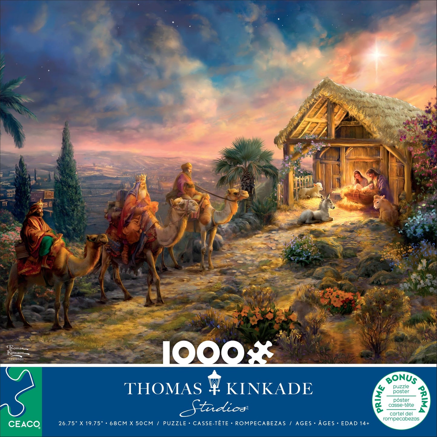 CEACO Thomas Kinkade, Away in a Manger, 1000 Piece Adult Jigsaw Puzzle