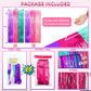 Satankya Cute Dollhouse Birthday Decorations, 2 Pack Dollhouse Party Photo Booth Prop, Purple Pink Teal Fringe Curtains Tinsel Photo Streamers