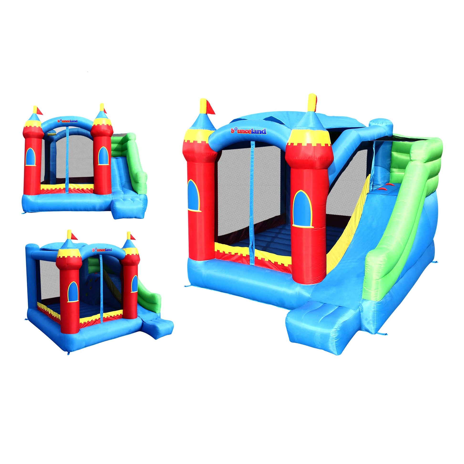 Bounceland Royal Palace Inflatable Bounce House, with Long Slide, Large Bouncing Area, Basketball Hoop and Sun Roof, 13 ft x 12 ft x 9 ft H, UL Strong