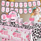 Western Cowgirl Birthday Party Decoration,142Pcs Pink Disco Cowgirl 1st Tableware Set I’m One Cowgirl Plates Napkins Cowgirl Tablecloth for My First