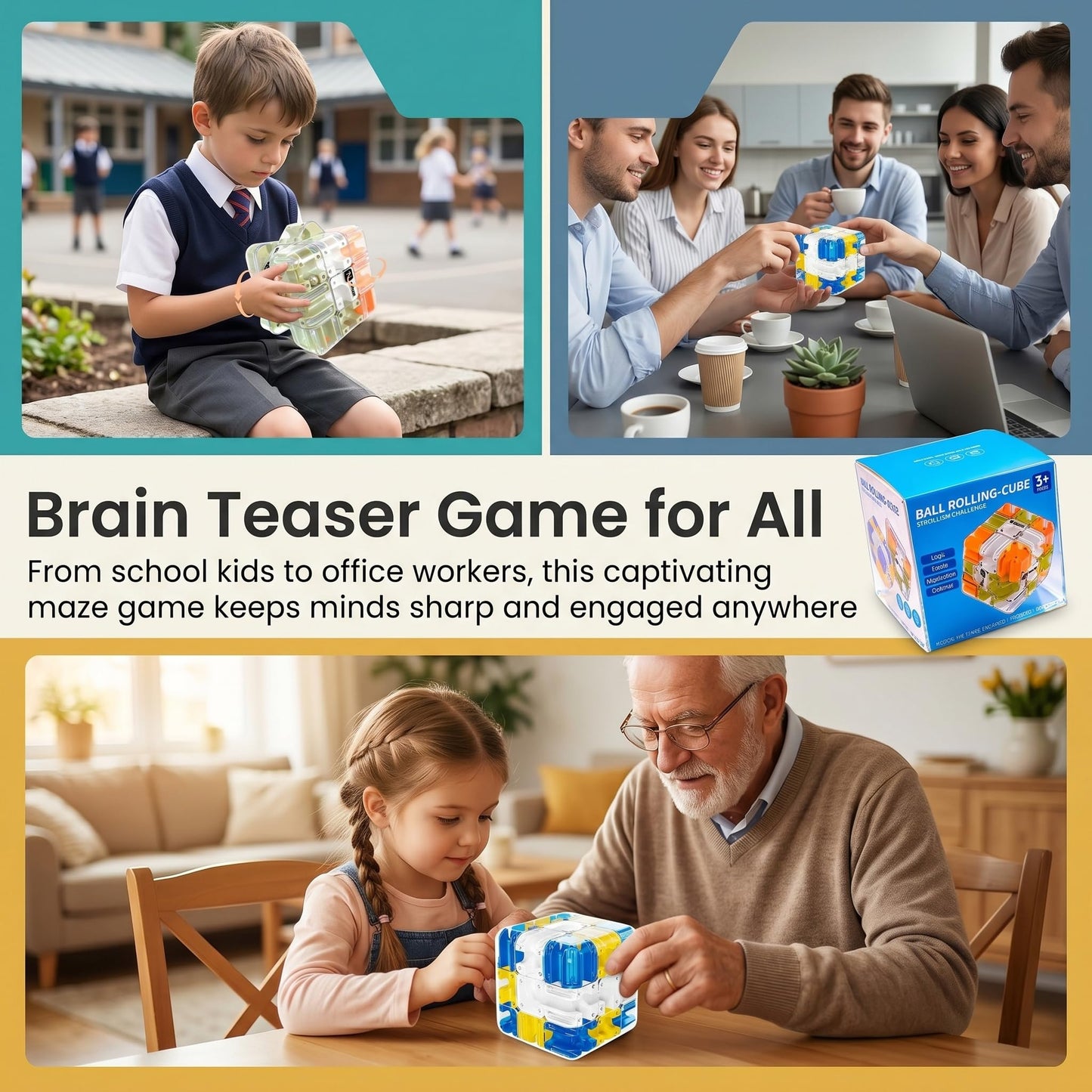 2 Pack 3D Maze Cube Ball Labyrinth Puzzle Brain Teaser Fidget Toy