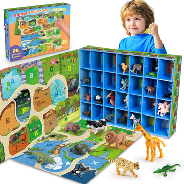 Farm Animal Toys, Animal Figures Alphabet Learning Toys for Toddlers 3-9 Matching & Sorting Montessori 26 Pcs Alphabet for 3-8 Year Old
