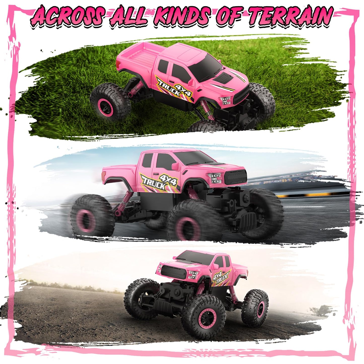 Double E Pink Monster Truck Remote Control Car for Girls