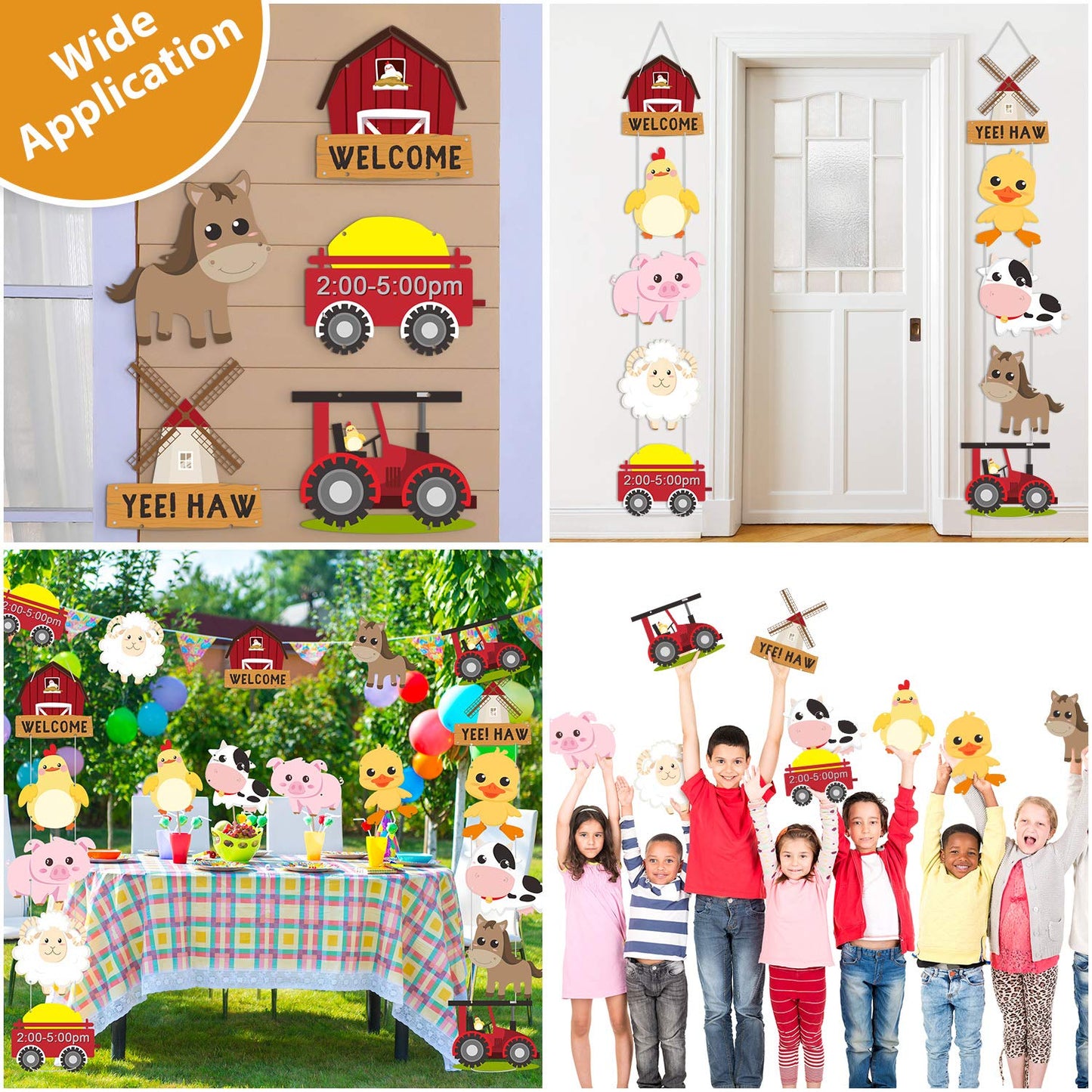 Blulu Farm Animal Themed Party Decorations, Farm Animal Cutouts Banner, Door Signs for Baby Shower Family Reunion Theme Party Supplies