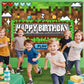 Pixel Birthday Party Decorations Pixel Video Game Banner for Miner Birthday Party Backdrop Photo Background Wall Decor Mining Party Supplies