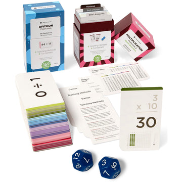 Think Tank Scholar 335 Multiplication & Division Flash Cards (Award Winning) 1 Fact Per Card with Visual Aids - All Facts 0-12 + Dice, Games & Charts