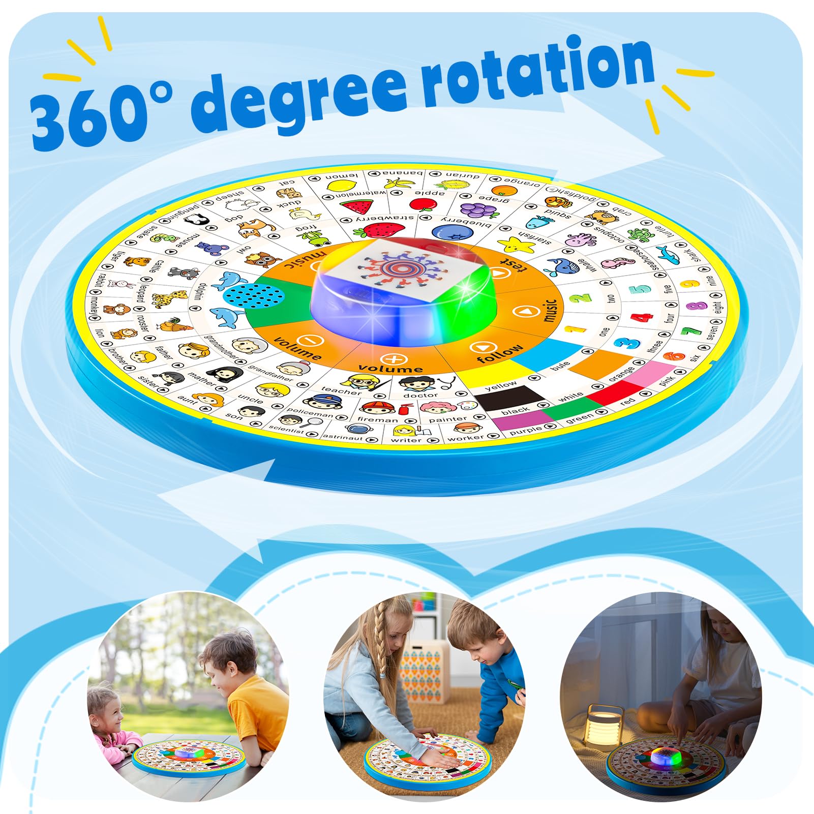 Age 1 2 3 Toddler Learning Words Pronunciation Machine,12 Month+ Kids Early Education Toys,Children Electronic Interactive Point Reader,with Music