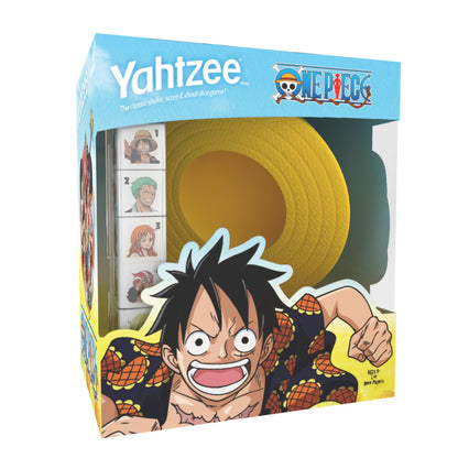 YAHTZEE: One Piece, Collectible Monkey D. Luffy Straw Hat Dice Cup, Classic Dice Rolling Game Based on The Anime Series, Great for Family Game Nights