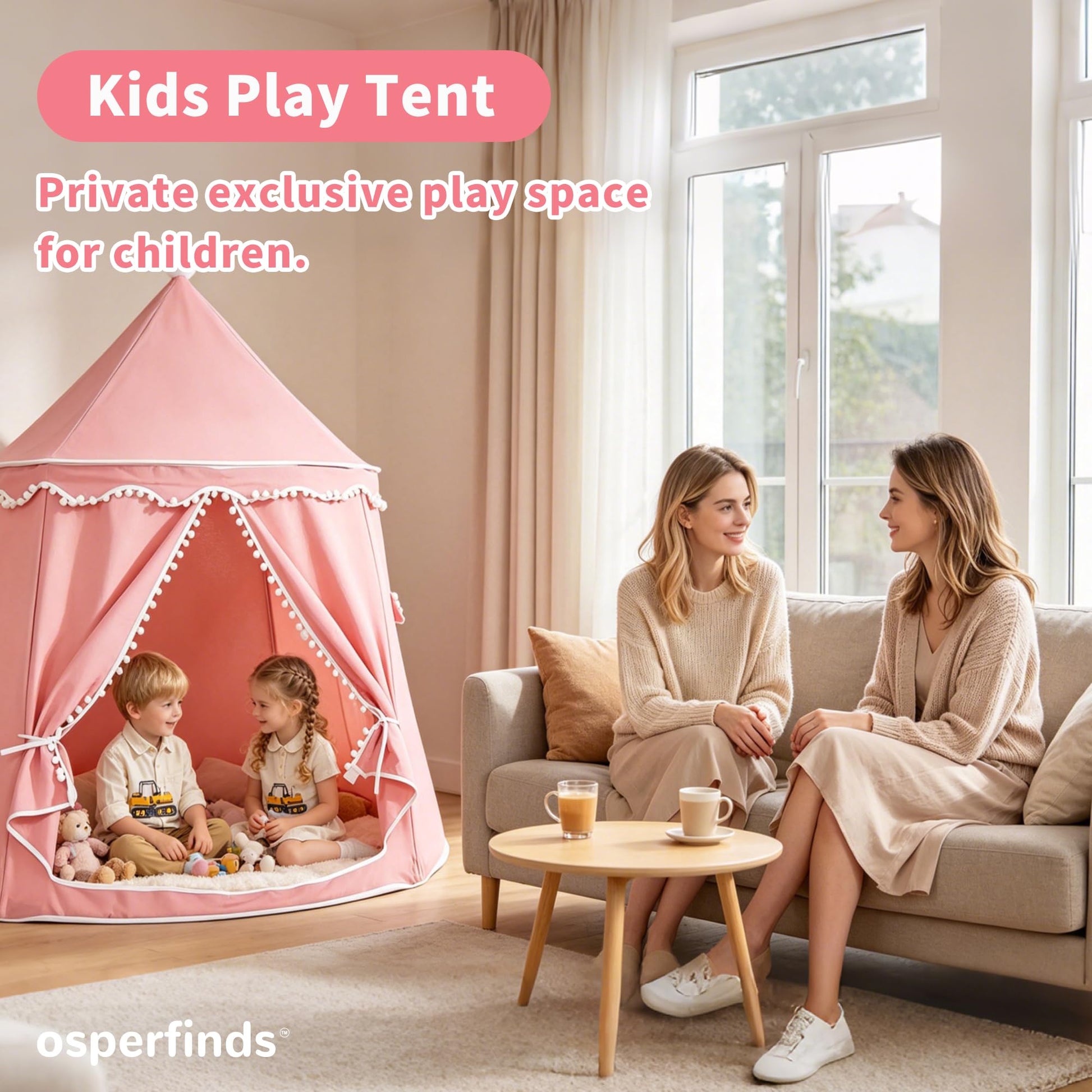osperfinds Kids Play Tent, Kids Castle with Carry Bag, Kids Playhouse for Kids Ages 3-8, Portable Children Game Tent, Toddler Tent for Kids