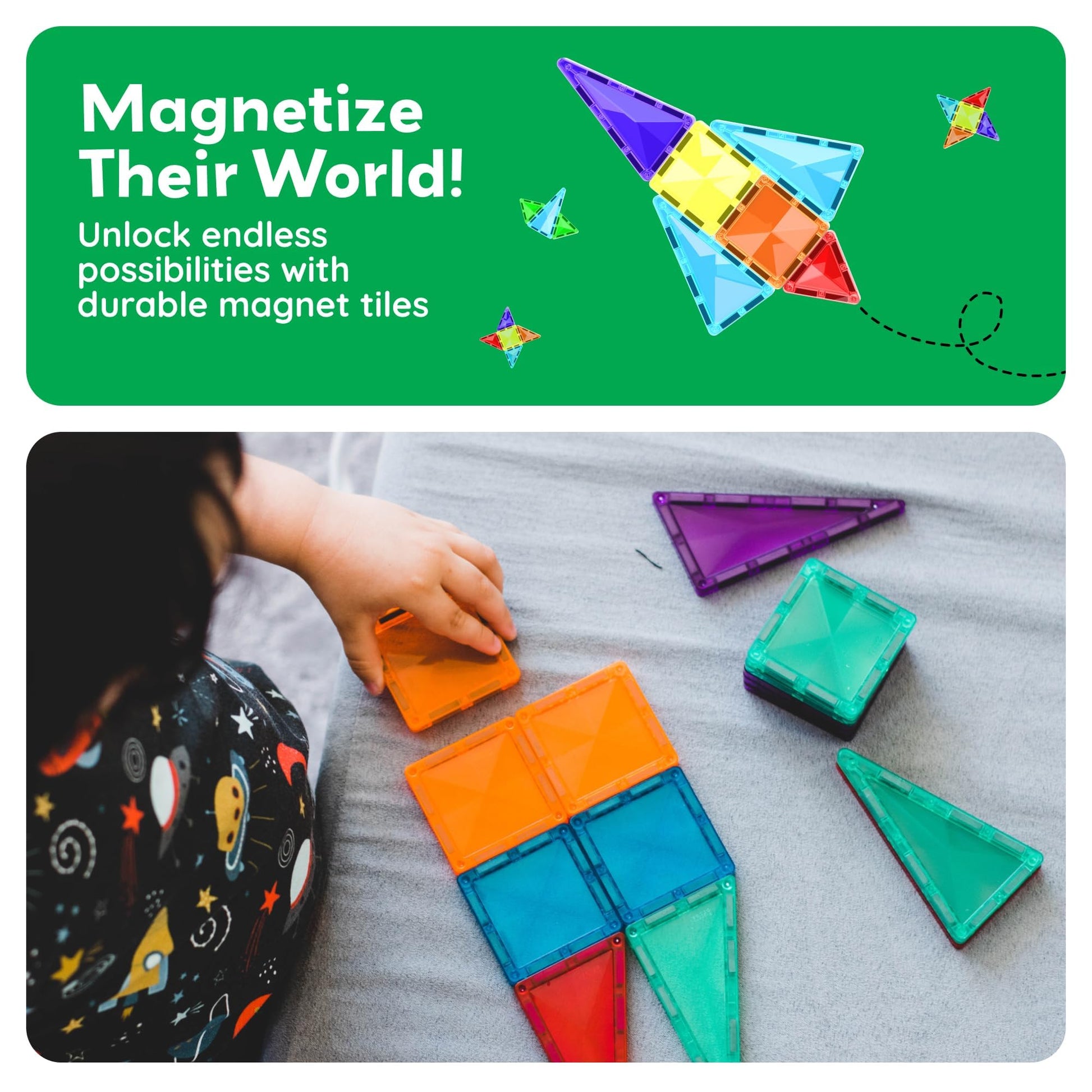 PicassoTiles 60 pcs Mini Magnetic Tiles Magnet Toys Travel-Friendly On-The-Go Building Blocks for Kids Compact Lightweight Creative playset Preschool