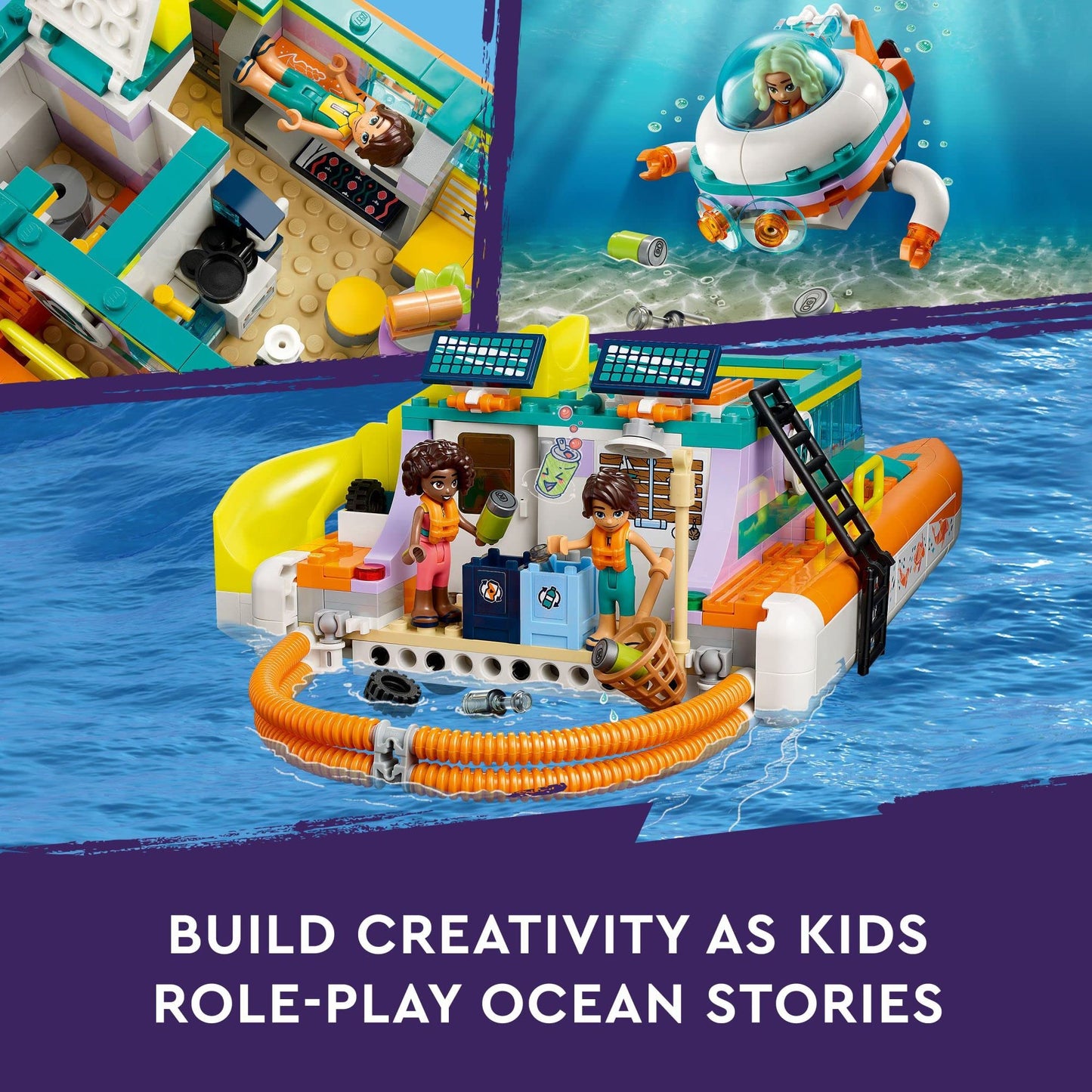LEGO Friends Sea Rescue Boat 41734 Building Toy Set for Boys & Girls Ages 7+ Who Love The Sea, Includes 4 Mini-Dolls, a Submarine, Baby Dolphin and