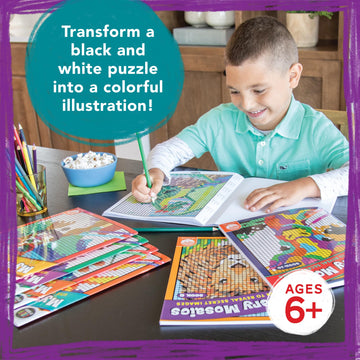 MindWare Color by Number Mystery Mosaics Book 15 - Number-Guided Hidden-Image Coloring Activity Book, Ages 6+