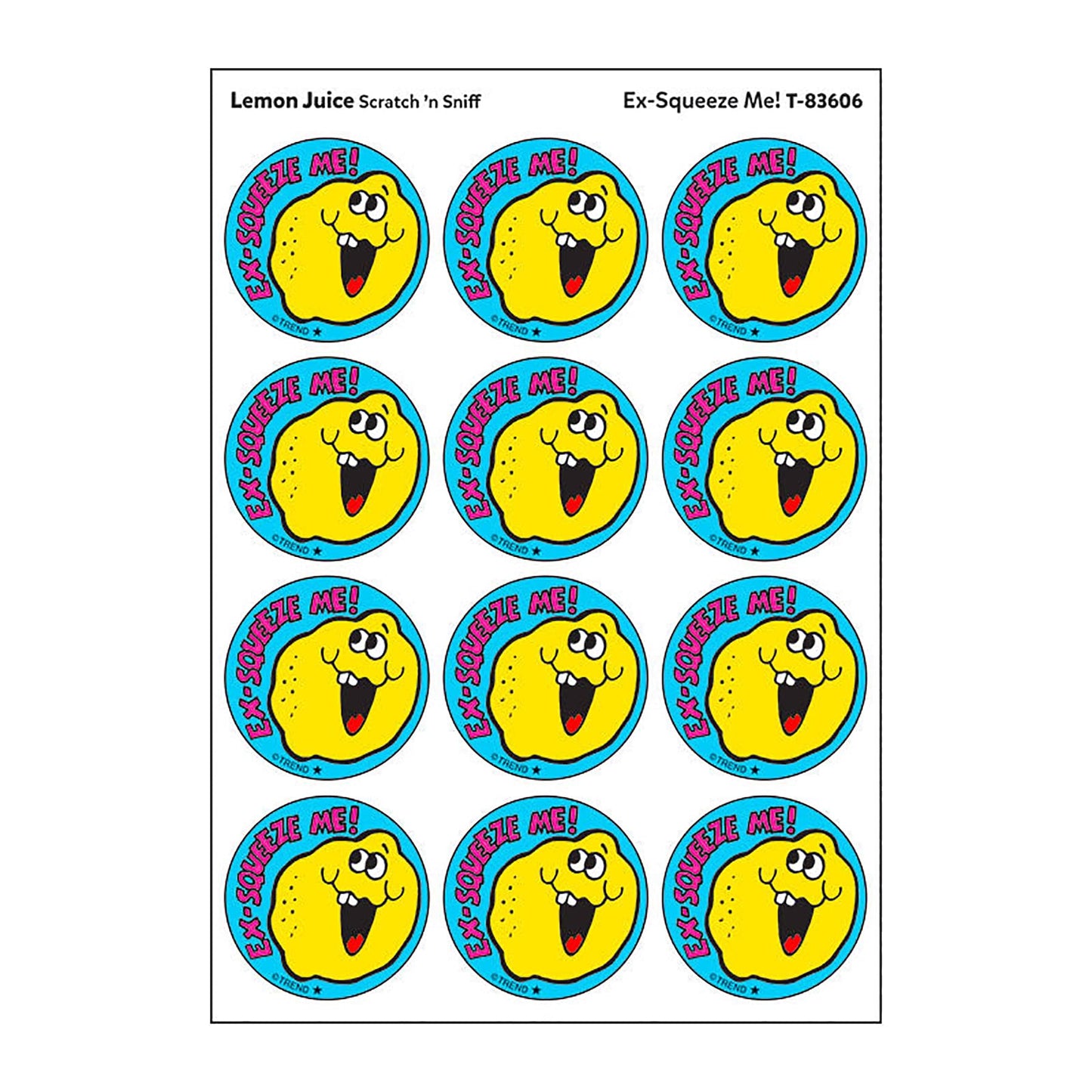 Ex-Squeeze Me!/Lemon Juice Scent Retro Stinky Stickers by TREND; 24/Pack - Authentic 1980s Designs!