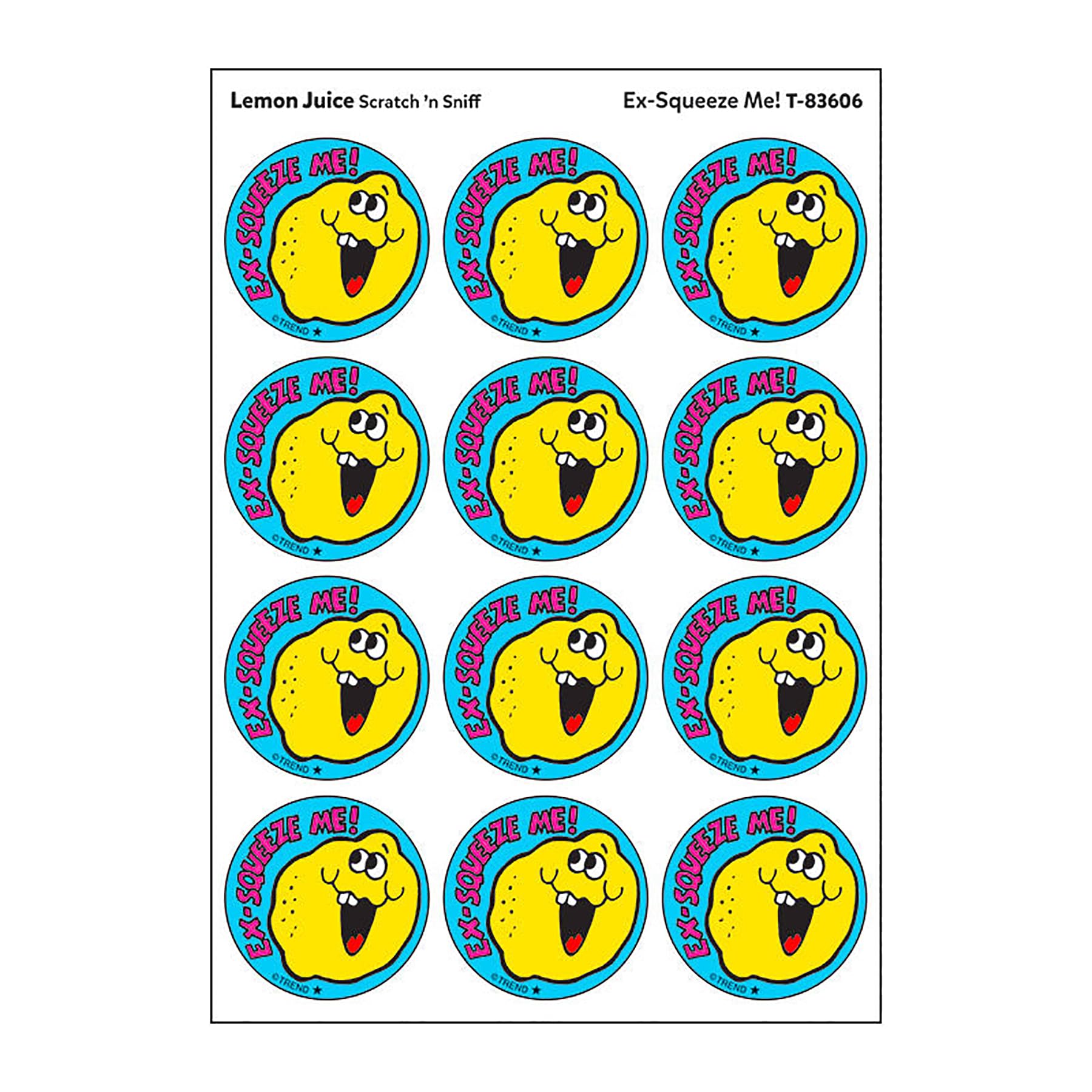 Ex-Squeeze Me!/Lemon Juice Scent Retro Stinky Stickers by TREND; 24/Pack - Authentic 1980s Designs!