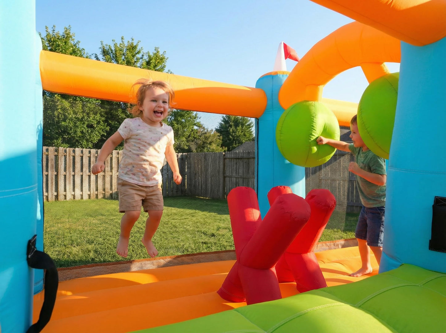Whubefy Bounce House for Kids 3-10, 10-in-1 Bounce Castle for Backyard, Bouncy House with Slides, Market Stand, Jumping Area, Obstacle Courses & Ball