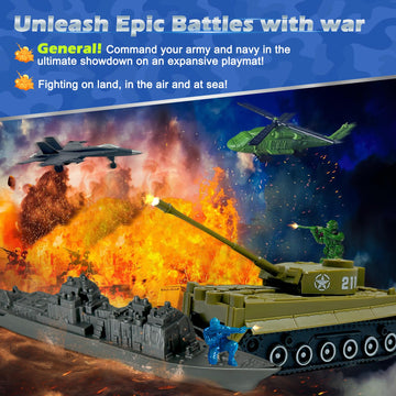 TALGIC Army Men Playset - Large Set Including Army Men Action Figures, Battle Mat, Army and Navy Weapon Gear Accessories, Military Combat Toys, Army