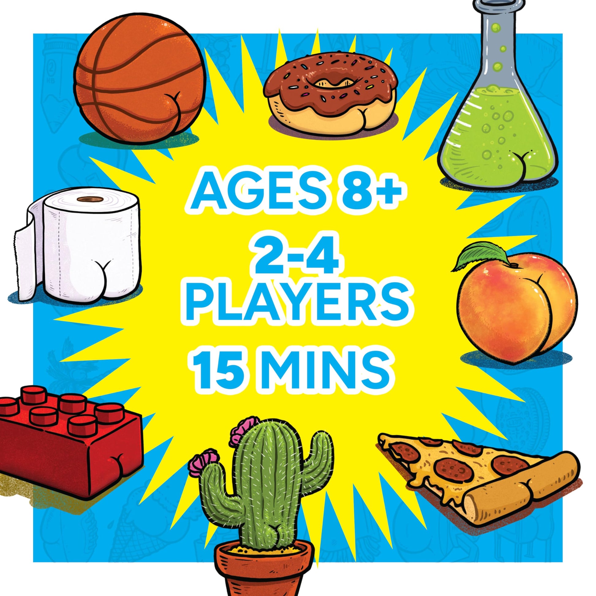 Gamewright Butts On Things Card Game, Fast Funny Family Card Game, 10 Minute Playtime, 2-4 Players, Ages 8+, Silly Butt Art Matching Game for Kids