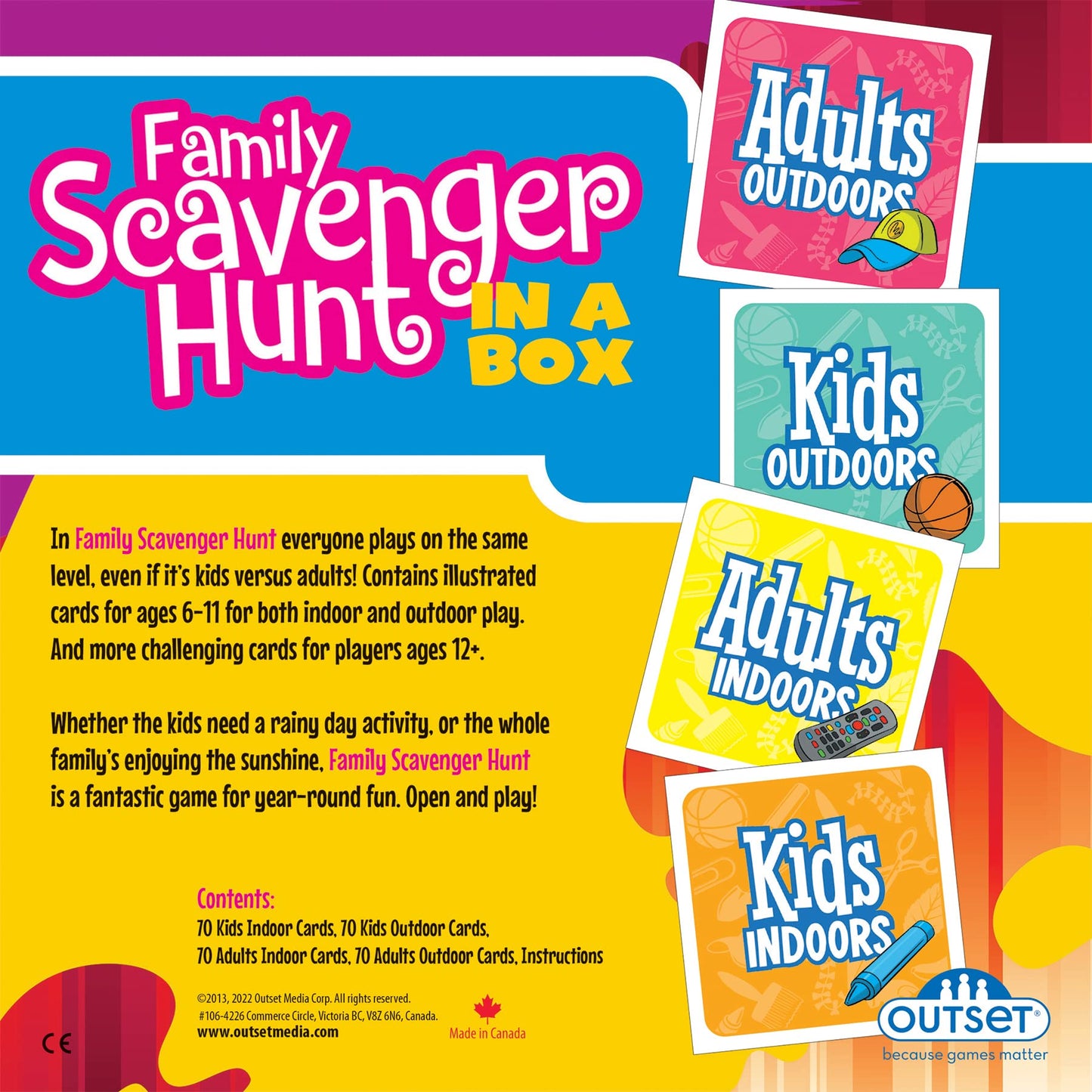 Family Scavenger Hunt in A Box - Updated Version, Outset Media, Indoor & Outdoor Game for Children & Families, Search for Objects On Your Cards, 2+