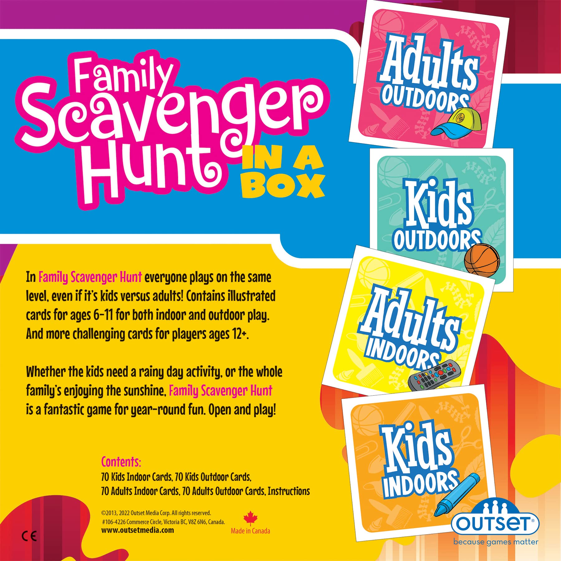 Family Scavenger Hunt in A Box - Updated Version, Outset Media, Indoor & Outdoor Game for Children & Families, Search for Objects On Your Cards, 2+