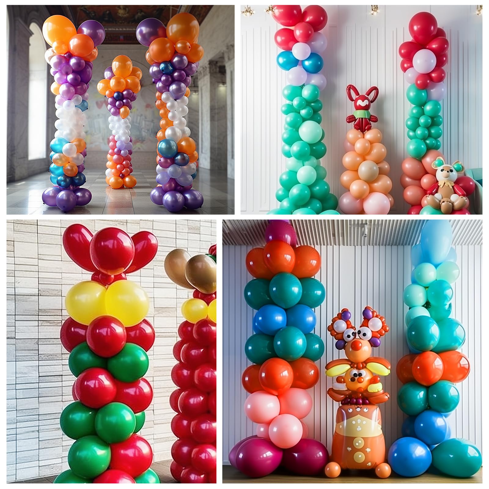 Balloon Column Stand Set of 2, 6.6ft Balloon Arch Stand Adjustable Balloon Column kit with Base Telescopic for Baby Shower Wedding Birthday Graduation